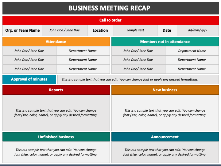 Business Meeting Recap PowerPoint Template PPT Slides