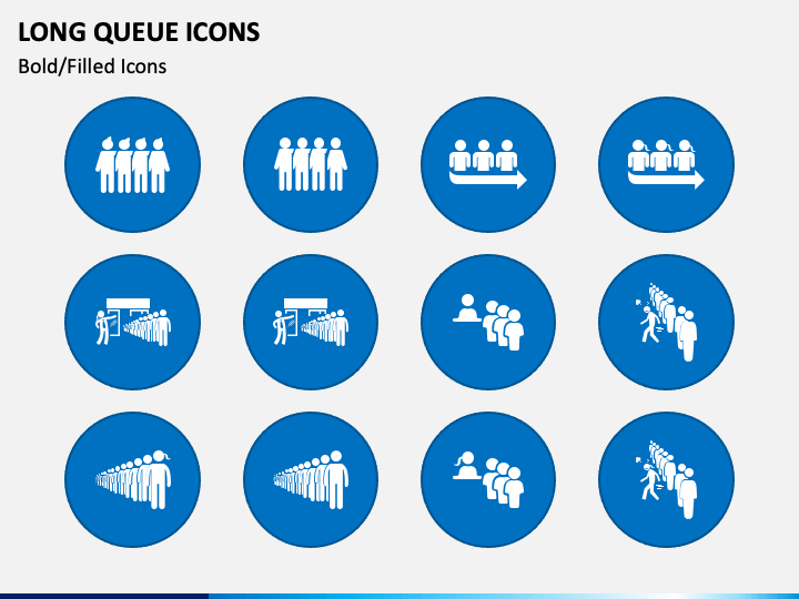 Long Queue Icons for PowerPoint and Google Slides - PPT Slides