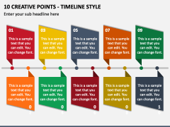 10 Creative Points - Timeline Style PPT Slide 1