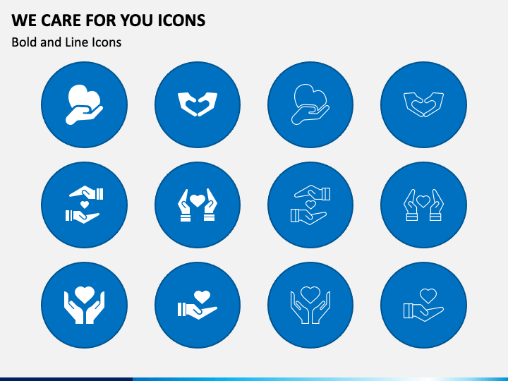 We Care For You Icons PPT Slide 1
