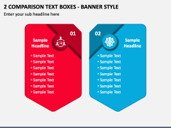 2 Comparison Text Boxes - Banner Style PPT Slide 1