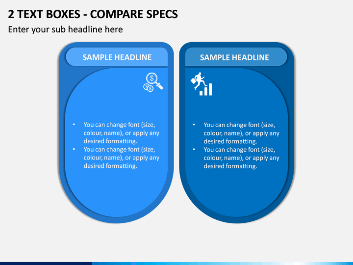 2 Text Boxes - Compare Specs PPT Slide 1