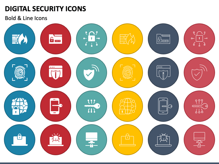 Digital Security Icons PPT Slide 1