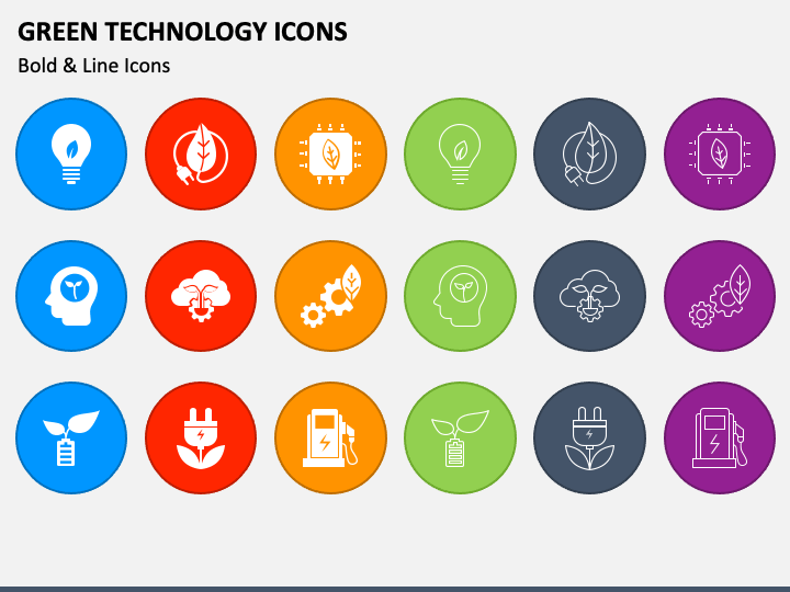 Green Technology Icons PPT Slide 1