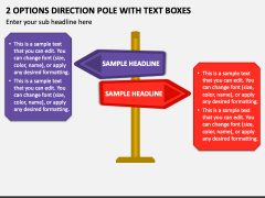 2 Options Direction Pole with Text Boxes PPT Slide 1