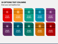 10 Options Text Columns PPT Slide 1