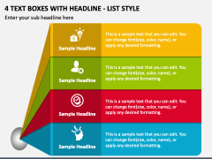 4 Text Boxes with Headline - List Style PPT Slide 1