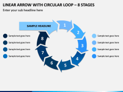 Linear Arrow With Circular Loop - 8 Stages PPT Slide 1