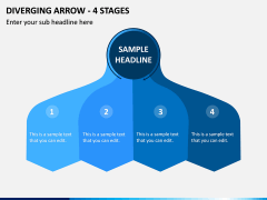 Diverging Arrow - 4 Stages PPT Slide 1