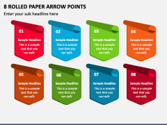 8 Rolled Paper Arrow Points PPT Slide 2