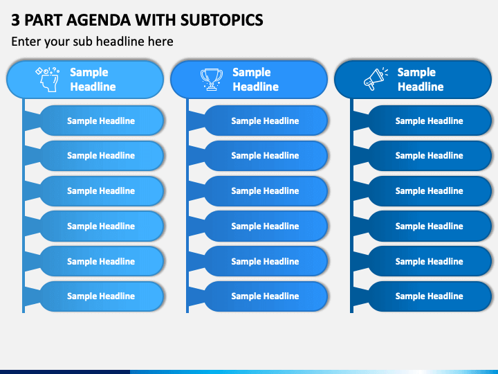 3 Part Agenda With Subtopics PPT Slide 1