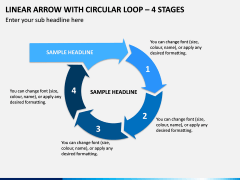 Linear Arrow With Circular Loop - 4 Stages PPT Slide 1