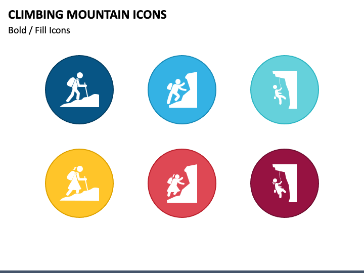 Climbing Mountain Icons PowerPoint Slide 1