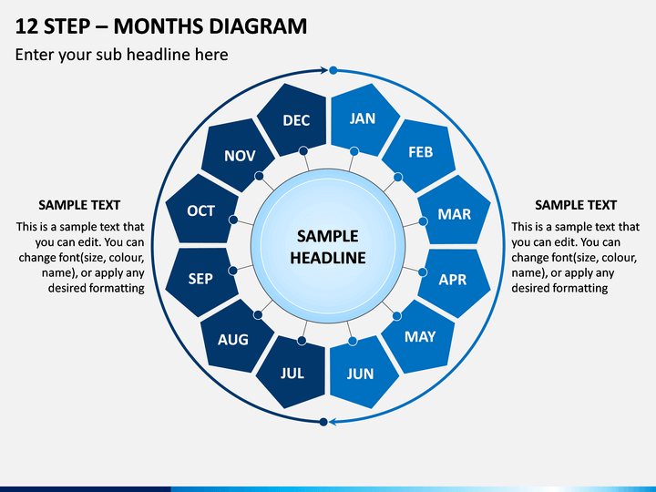 12 Step - Months Diagram PPT Slide 1