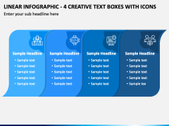 Linear Infographic - 4 Creative Text Boxes with Icons PPT Slide 2