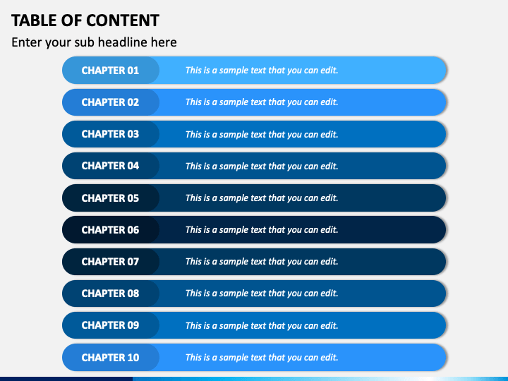 Table Of Contents Slide Example