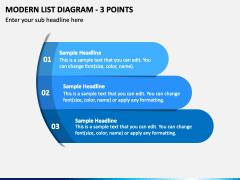 Modern List Diagram - 3 Points PPT Slide 2