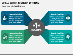 Circle with 4 Modern Options PPT Slide 1