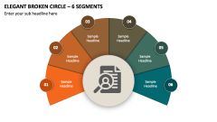 Elegant Broken Circle - 6 Segments PPT Slide 1