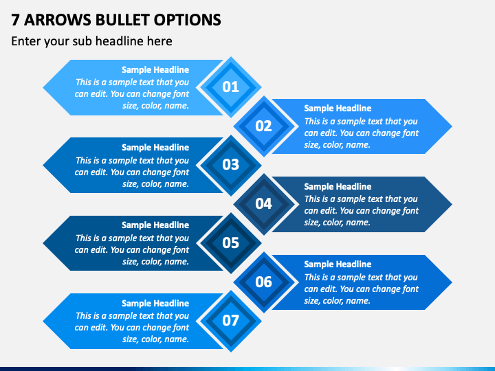 7 Arrows Bullet Options PPT Slide 1