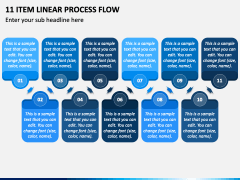 11 Item Linear Process Flow PPT Slide 1