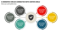 6 Animated Circles Connected with Center Circle PPT Slide 1