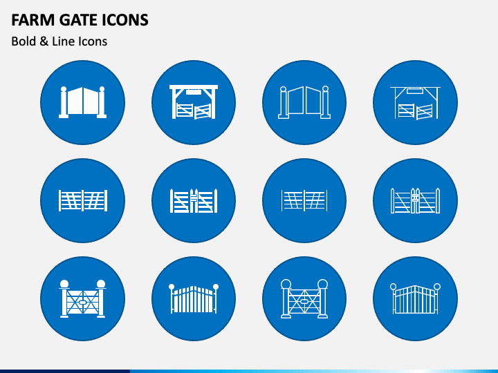 Farm Gate Icons PPT Slide 1