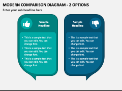Modern Comparison Diagram - 2 Options PPT Slide 1
