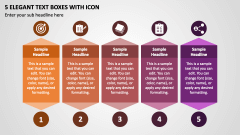 5 Elegant Text Boxes with Icon PPT Slide 1