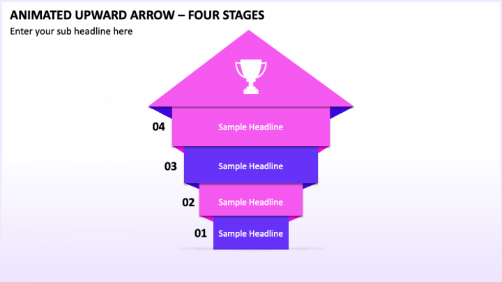 Animated Upward Arrow - Four Stages PPT Slide 1