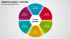 Animated Flower - 6 Sections PPT Slide 1