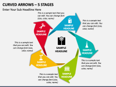 Curved Arrows - 5 Stages PPT Slide 2