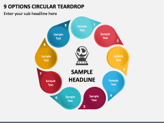 9 Options Circular Teardrop PPT Slide 2
