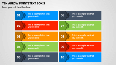 Ten Arrow Points Text Boxes PPT Slide 1