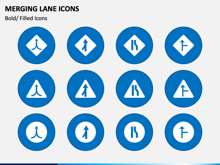 Merging Lane Icons PPT Slide 1