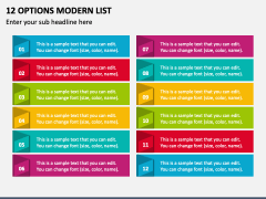 12 Options Modern List PPT Slide 1