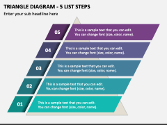 Triangle Diagram - 5 List Steps PPT Slide 1