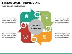 4 Arrow Stages - Square Shape PPT Slide 2