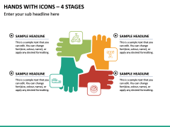 Hands With Icons – 4 Stages PPT Slide 2