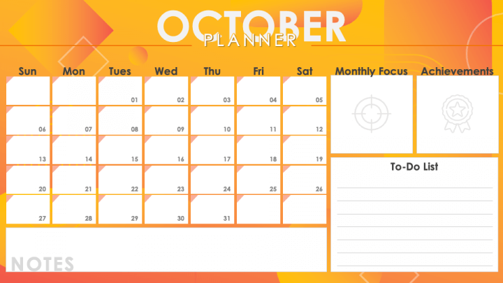 October Planner PPT Slide 1