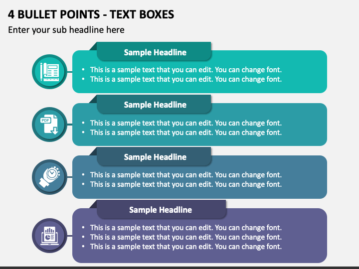 4 Bullet Points - Text Boxes PPT Slide 1