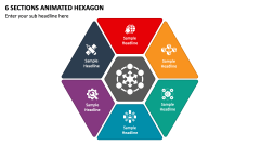 6 Sections Animated Hexagon PPT Slide 1