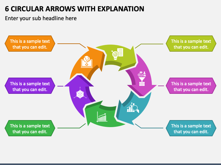 6 Circular Arrows with Explanation PPT Slide 1
