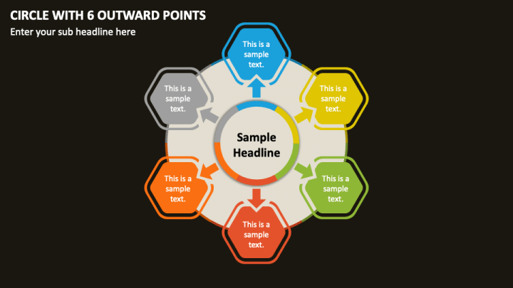 Circle with 6 Outward Points PPT Slide 1