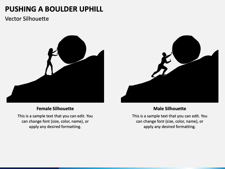 Pushing a Boulder Uphill PowerPoint Template PPT Slides