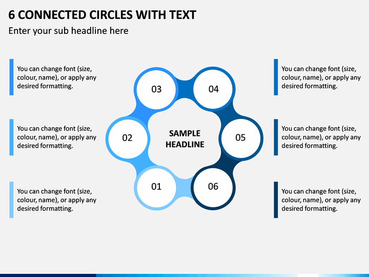 6 Connected Circles with Text PPT Slide 1