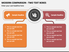 Modern Comparison - Two Text Boxes PPT Slide 1