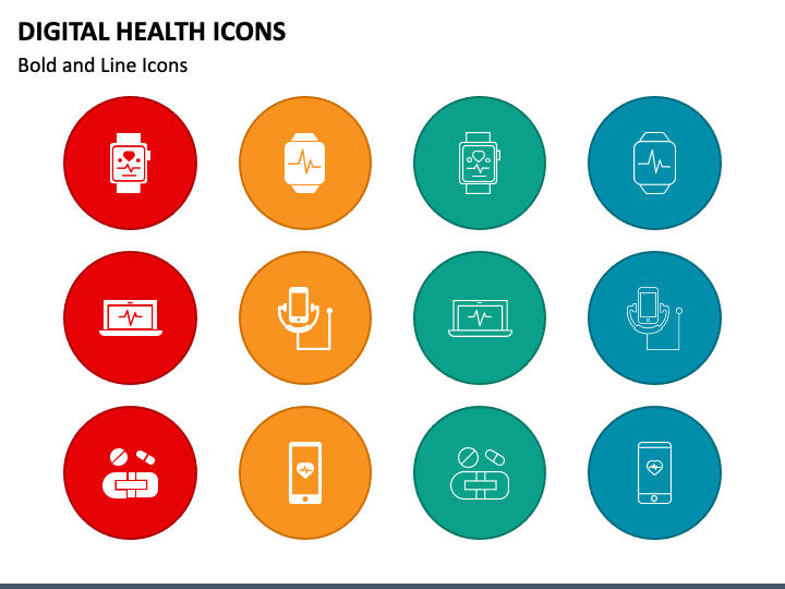 Digital Health Icons PPT Slide 1