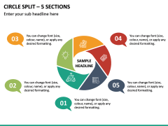 Circle Split – 5 Sections PPT Slide 2