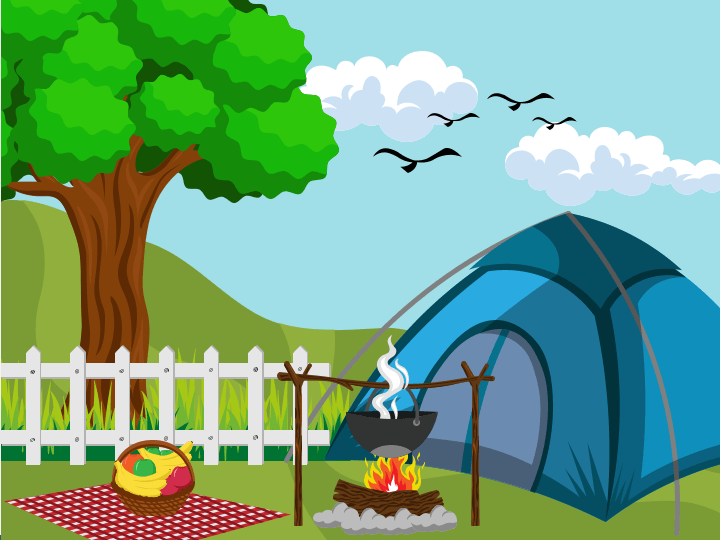 Camping Illustration - PowerPoint Template and Google Slides Theme
